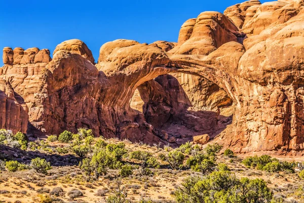 Double Arch Windows Section Arches National Park Moab Utah Usa — Stock Photo, Image