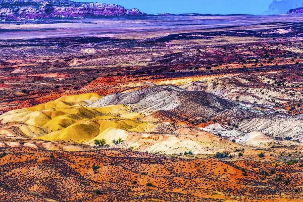 Deserto Pintado Colorido Amarelo Grama Terras Laranja Branco Arenito Vermelho — Fotografia de Stock