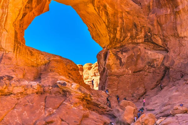 Sección Ventanas Arco Doble Arches National Park Moab Utah Usa —  Fotos de Stock