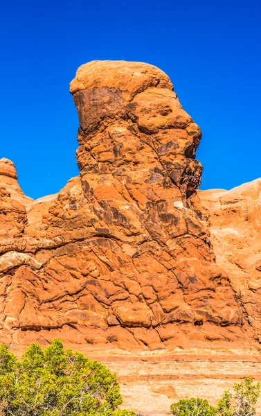Figura Cabeza Humana Formación Rock Sección Ventanas Arches National Park —  Fotos de Stock