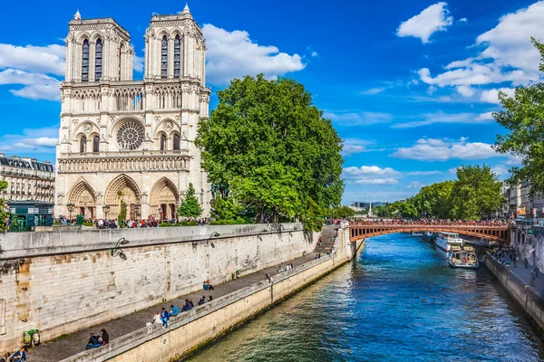 Paris France June 2015 Tour Boat Seine River Notre Dame — Stock Photo, Image