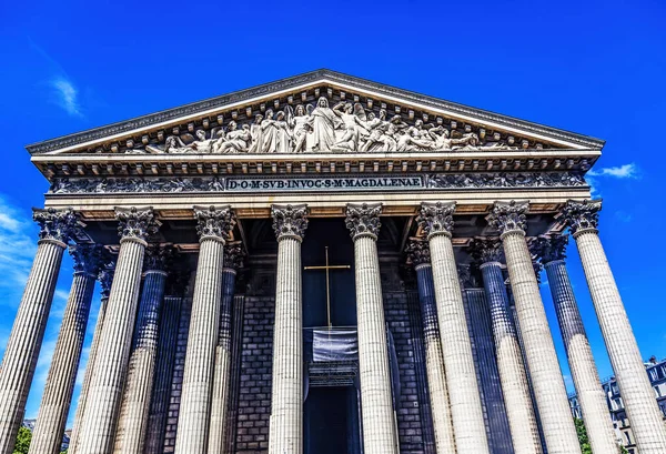 Jesus Sista Domen Statyer Kolumner Fasad Madeleine Church Paris Frankrike — Stockfoto