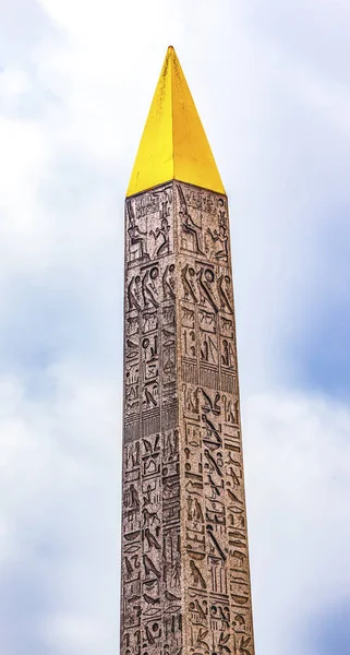 Oude Egyptische Obelisk Hieroglyphs Place Concorde Parijs Frankrijk Oorspronkelijk Uit — Stockfoto