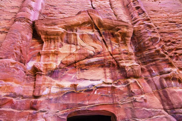 Róża Red Rock Street Grób Jordanii Petra Fasady Wybudowany Przez — Zdjęcie stockowe