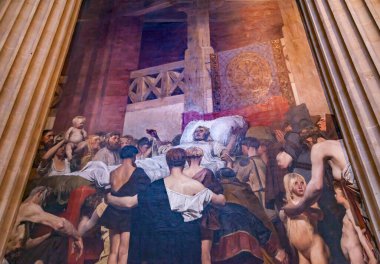 Ölüm Aziz Genevieve Pantheon Bazilikası Paris Fransa 'yı resmediyor. Pantheon 1790 'da 1800' de resim yaptı. Aziz Genevieve, Paris 'in koruyucu azizidir..