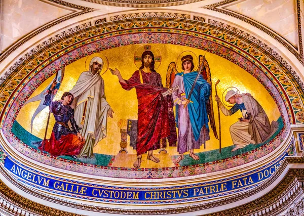 Jesus Zeigt Französischen Engel Schicksal Der Menschen Mosaik Pantheon Basilika — Stockfoto