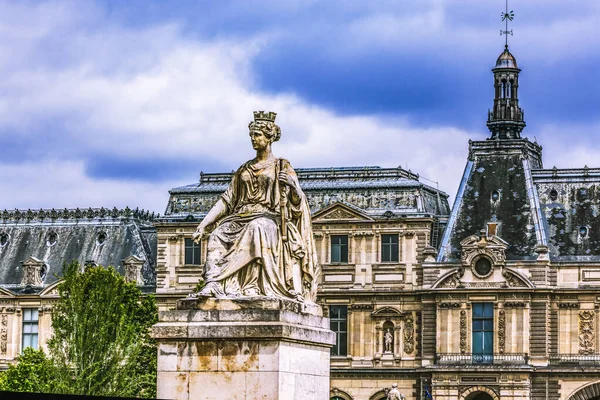 Queen Heykeli Hotel Ville Belediyesi Hükümet Daresi Paris Fransa Binası — Stok fotoğraf