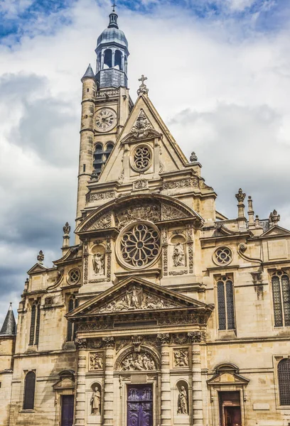 Etienne Mont Fasade Church Paris Frankrike Katolsk Kirke Ble Opprettet – stockfoto