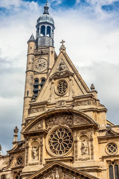 Etienne Mont Facade Church Παρίσι Γαλλία Καθολική Εκκλησία Που Δημιουργήθηκε — Φωτογραφία Αρχείου