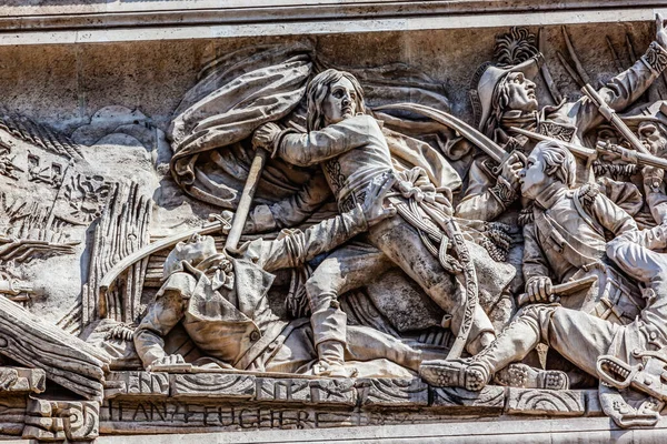 Napoleon Bierze Flagę Arcole Bridge Arc Triomphe Paryż Francja Champs — Zdjęcie stockowe