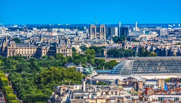 Notre Dame Grand Palais Louvre Buildings Arc Triomphe View Cityscape — Stock fotografie