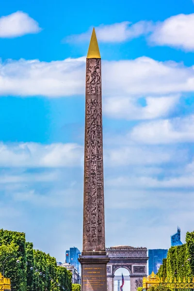 Antigo Obelisco Egípcio Place Concorde Arc Triomphe Paris França Originário — Fotografia de Stock