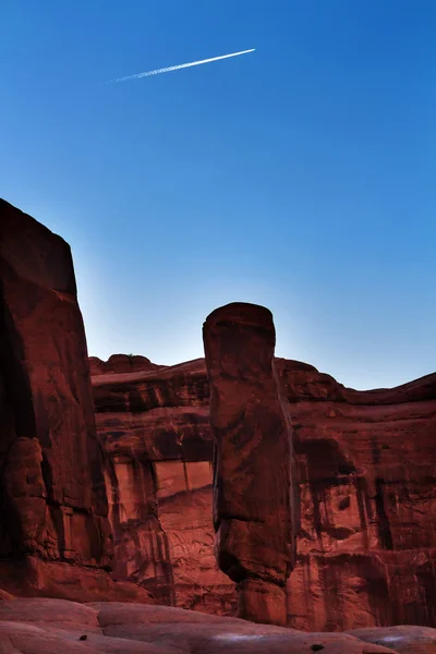 Sausage Rock Blue Plane Trail Park Avenue Section Arches Nationa — Stock Photo, Image