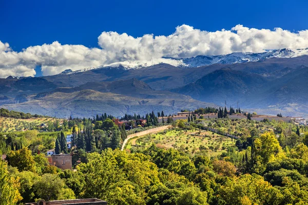 Alhambra Bauernhof Berge Granada Andalusien Spanien — Stockfoto