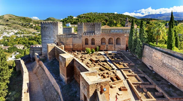 Alhambra Alcazaba kasteel torens Granada Andalusie Spanje — Stockfoto