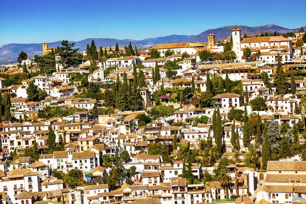 Alhambra Hvide Bygninger Cityscape Kirker Albaicin Carrera Del - Stock-foto