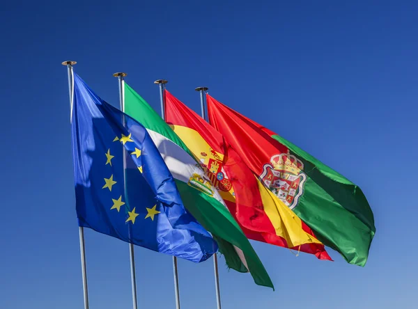 Spanje EG Portugal vlaggen Granada Andalusie Spanje — Stockfoto