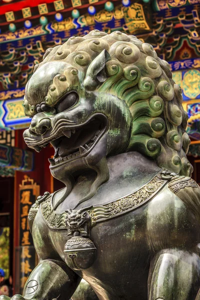 Dragon Bronze Statua Tetto Estate Palazzo Pechino, Cina — Foto Stock