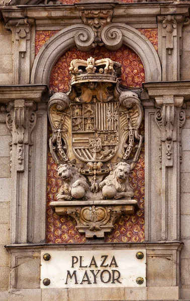 Plaza Mayor královský Symbol znamení Madrid Španělsko — Stock fotografie