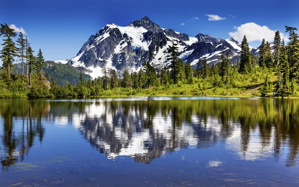 Kép tó örökzöldek mount shuksan washington Amerikai Egyesült Államok — Stock Fotó
