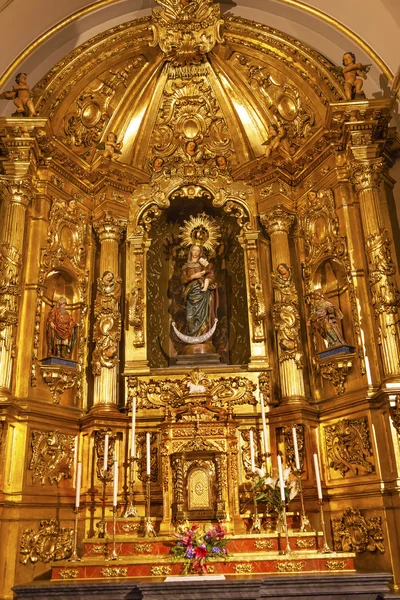 Basilica Golden Altar Mary Jesus Statue Santa Iglesia Collegiata — Stock Photo, Image