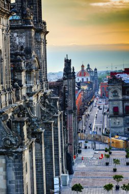 Metropolitcan Cathedral Streets Zocalo Churches Domes Mexico Cit clipart