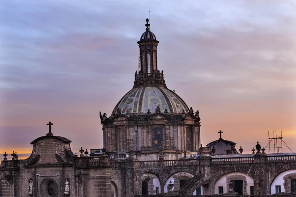 Metropolitan Cathedral Dome Zocalo Mexico City Sunrise — Stock Photo, Image