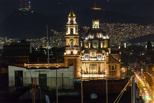 Plaza de Santa Domingo Chruches Zocalo Mexico City Christmas Nig — Zdjęcie stockowe