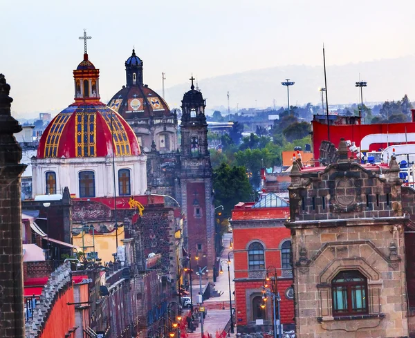 Zocalo kościoły Domes Meksyk — Zdjęcie stockowe