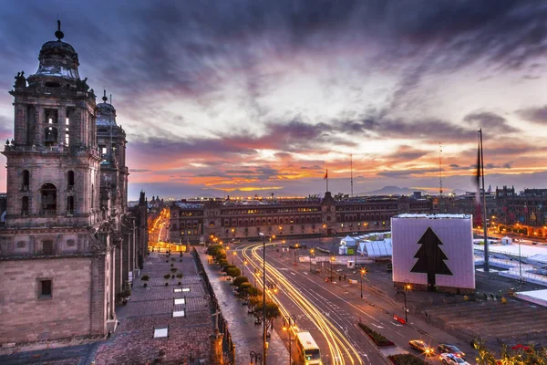 Büyükşehir katedral Zocalo Mexico City Noel gündoğumu