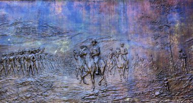 General Sherman iç savaş anıtı bronz Bas Rölyef Th yürüyen