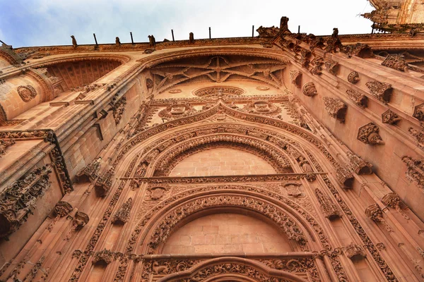 Porta de pedra Fachada Nova Catedral de Salamanca Espanha — Fotografia de Stock