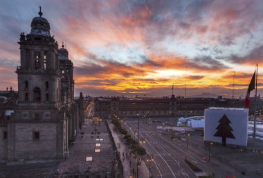 Büyükşehir katedral Zocalo Mexico City gündoğumu