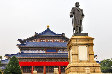 Sun Yat-Sen Memorial Hall ve heykel Guangzhou City Guangdong Pr
