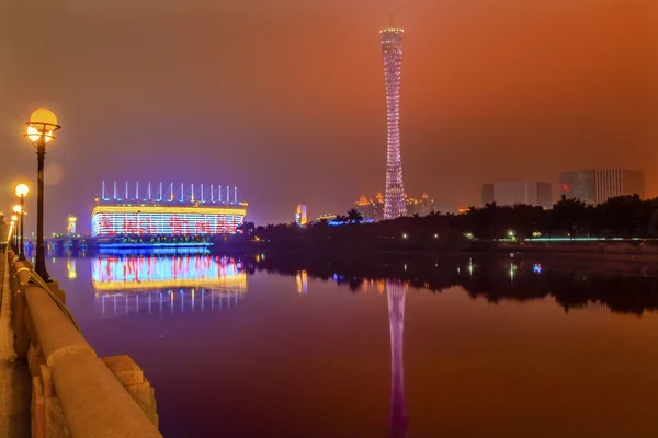 Kanton Kuang-čou Tower sportovní stadion Perlové řeky Guangzhou Gua — Stock fotografie