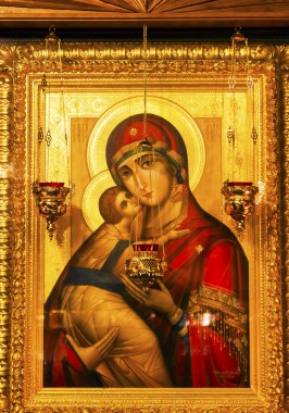 Altın Saint Barbara simgesi Basilica Saint Michael Monastery Alhambra