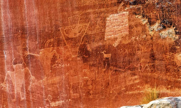 Nativo americano indiano Fremont Petroglyphs Capital Reef National Park — Fotografia de Stock
