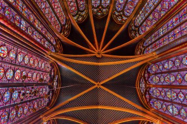 Vitray katedral tavan Sainte Chapelle Paris Fransa