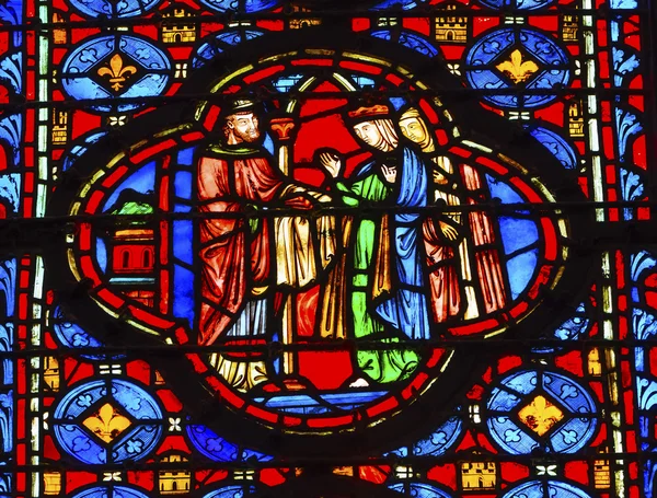 King Queen Stained Glass Sainte Chapelle Paris France — ストック写真