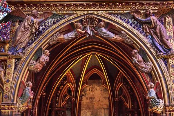 Anjos Madeira Esculturas Catedral Sainte Chapelle Paris França — Fotografia de Stock