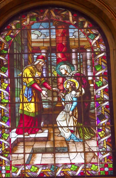 Jesus Mary Temple Besøk farget glass San Francisco el Grande Ro – stockfoto