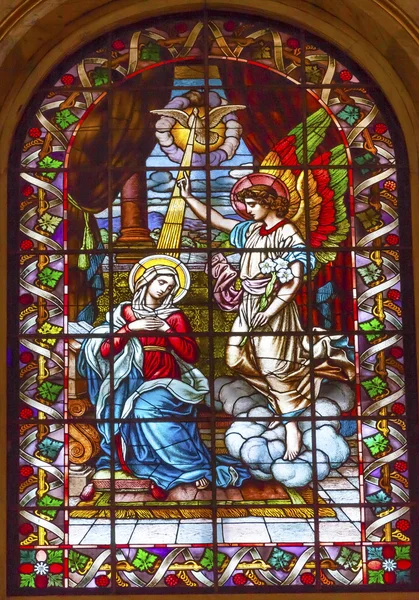 Anunciation mary anděl gabriel barevného skla san francisco el gr — Stock fotografie