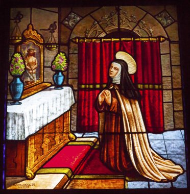 Saint Teresa Praying to Jesus Stained Glass Convento de Santa Te clipart