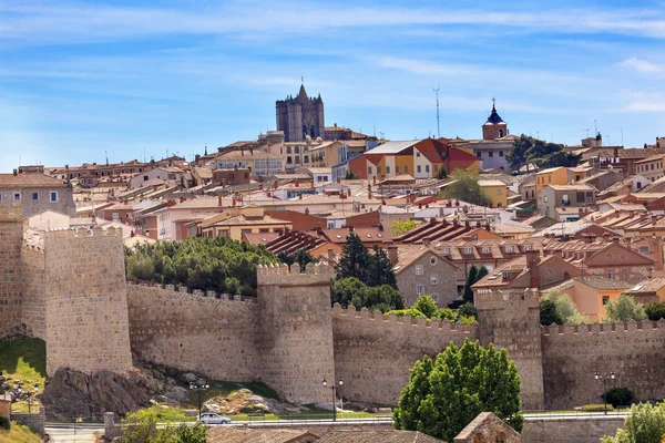 Murs du château d'Avila Ancienne ville médiévale Paysage urbain Hirondelles Distribution — Photo