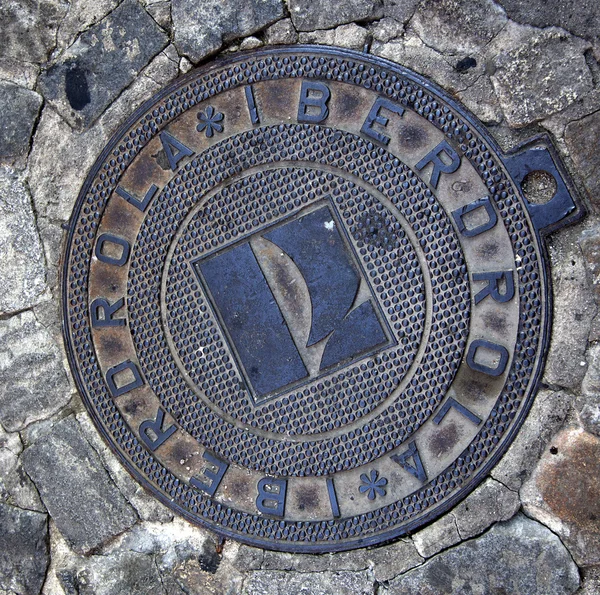 Iberdrola Energy Manhole Cover Avila Castile Spain — ストック写真