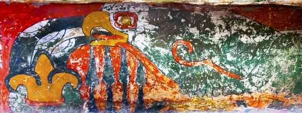 Pássaro antigo pintura parede mural ruínas indianas Teotihuacan México — Fotografia de Stock