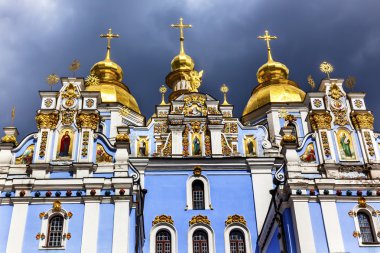 Saint Michael Cathedral Kiev Ukraine Dark Cloudy Sky clipart