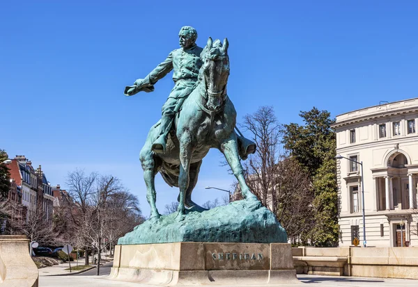 Generale Phil Sheridan Statua Sheridan cerchio Ambasciata fila lavaggio — Foto Stock