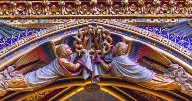 Melekler ahşap oymalar kemer katedral Sainte Chapelle Paris Fransa
