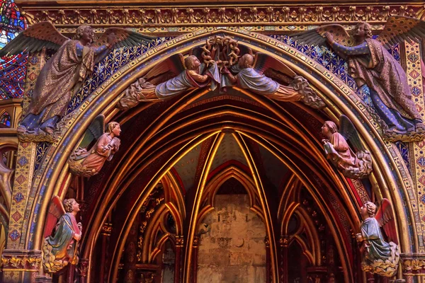 Anjos Madeira Esculturas Arco Catedral Sainte Chapelle Paris França — Fotografia de Stock